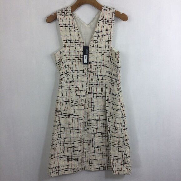 Banana Republic Cream Ivory Italian Tweed Cross Front Dress Crea Red Size 10 NWT - Picture 5 of 12
